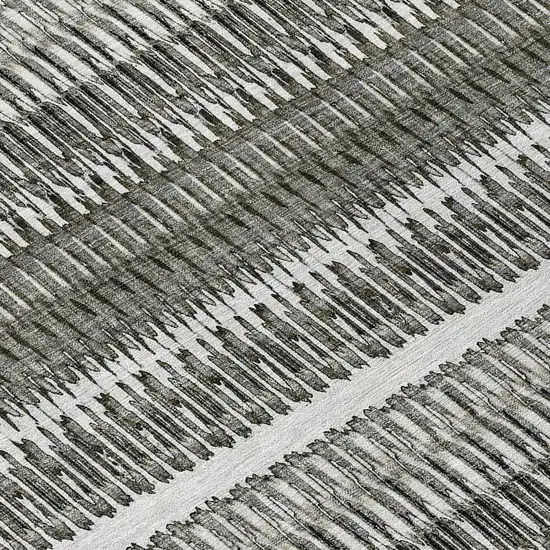 Gray Charcoal And Ivory Striped Washable Indoor Outdoor Area Rug Photo 6