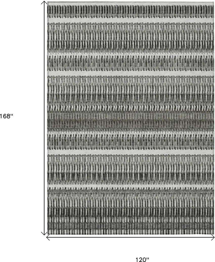 Gray Striped Washable Non Skid Indoor Outdoor Area Rug Photo 3