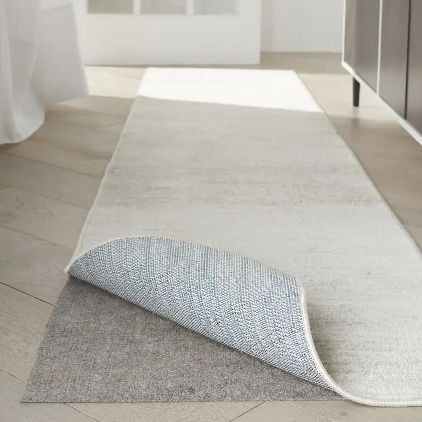 Gray Striped Weave Non Slip Rug Pad Photo 4