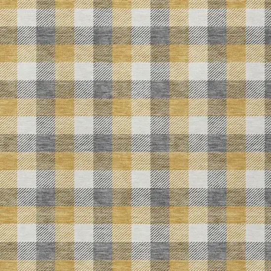 Gray Tan And Beige Plaid Washable Indoor Outdoor Area Rug Photo 5