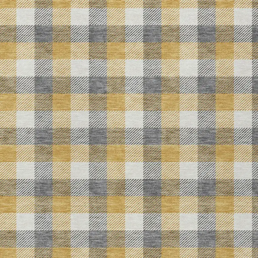 Gray Tan And Beige Plaid Washable Indoor Outdoor Area Rug Photo 5