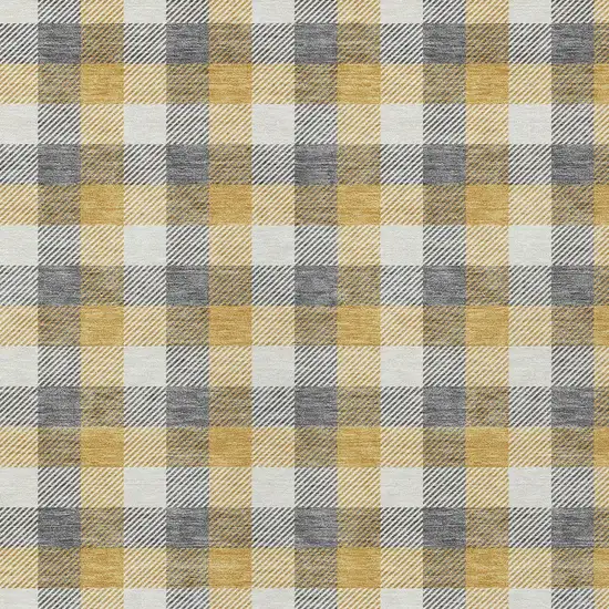 Gray Tan And Beige Plaid Washable Indoor Outdoor Area Rug Photo 5