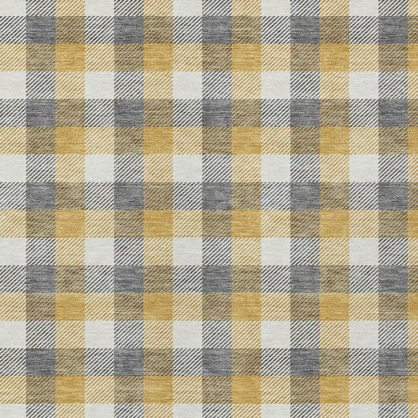 Gray Tan And Beige Plaid Washable Indoor Outdoor Area Rug Photo 5