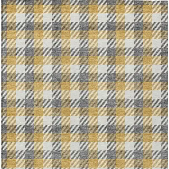 Gray Tan And Beige Plaid Washable Indoor Outdoor Area Rug Photo 6