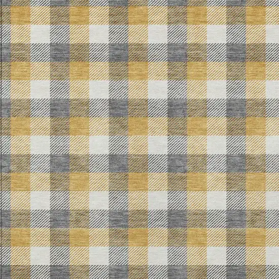Gray Tan And Beige Plaid Washable Indoor Outdoor Area Rug Photo 5