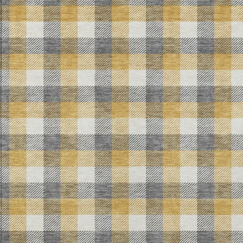 Gray Tan And Beige Plaid Washable Indoor Outdoor Area Rug Photo 5