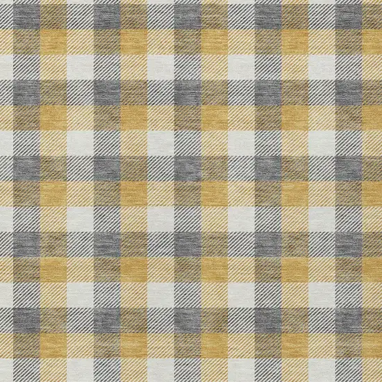 Gray Tan And Beige Plaid Washable Indoor Outdoor Area Rug Photo 5