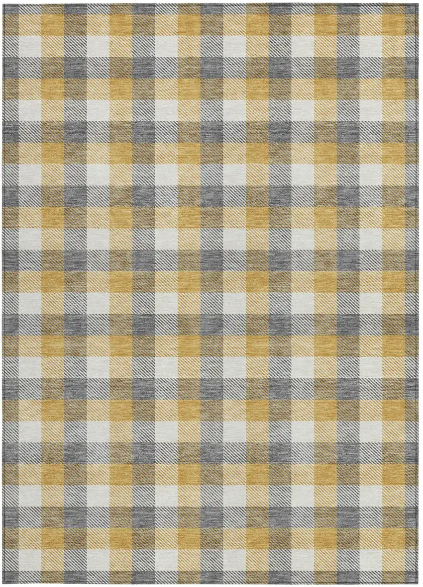 Gray Tan And Beige Plaid Washable Indoor Outdoor Area Rug Photo 6