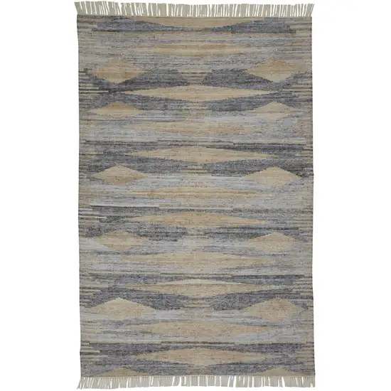 4' X 6' Gray Black And Brown Abstract Hand Woven Area Rug With Fringe Photo 1