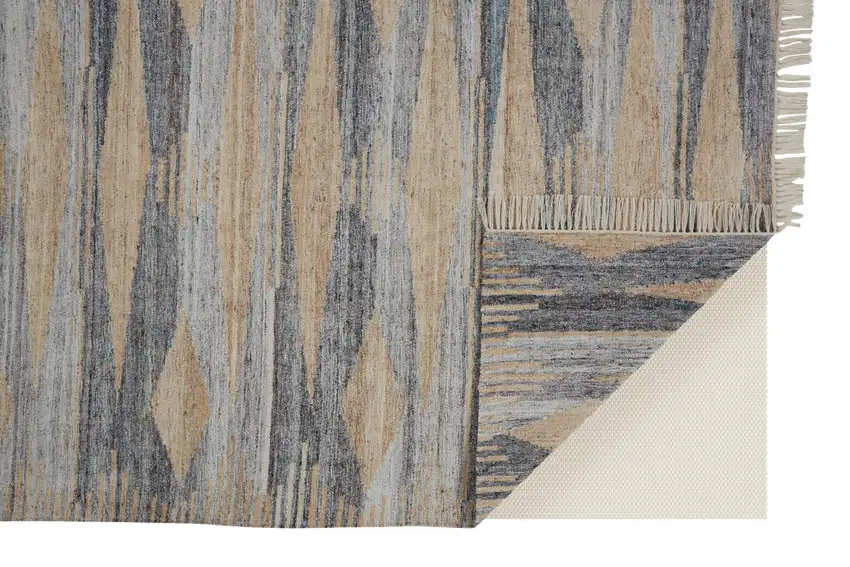 Gray Black And Brown Abstract Hand Woven Area Rug With Fringe Photo 7