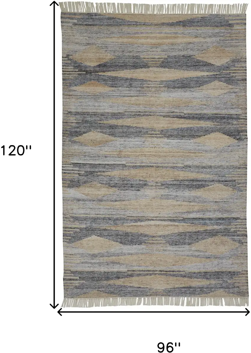 Gray and Ivory Abstract Hand Woven Area Rug With Fringe Photo 3