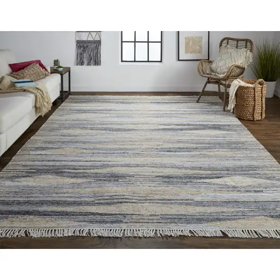 Gray Black And Brown Abstract Hand Woven Area Rug With Fringe Photo 5