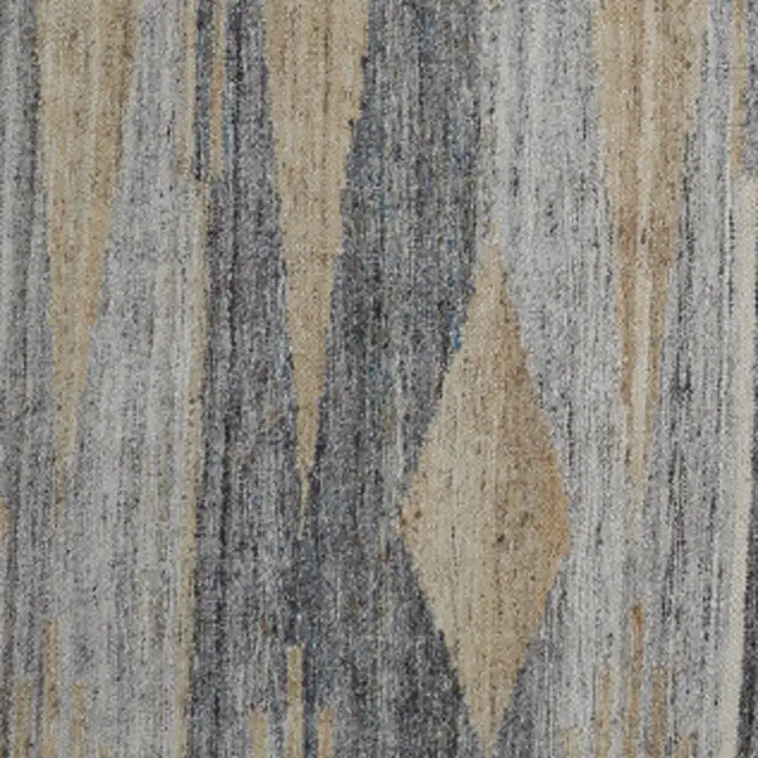 Gray Tan And Silver Abstract Hand Woven Stain Resistant Area Rug With Fringe Photo 5