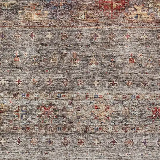 Gray Tan And Terra Cotta Floral Washable Indoor Outdoor Area Rug Photo 7