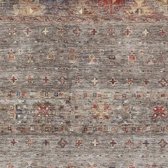 Gray Tan And Terra Cotta Floral Washable Indoor Outdoor Area Rug Photo 7