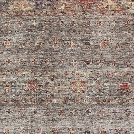 Gray Tan And Terra Cotta Floral Washable Indoor Outdoor Area Rug Photo 7