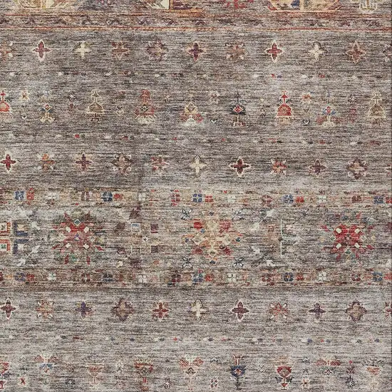 Gray Tan And Terra Cotta Floral Washable Indoor Outdoor Area Rug Photo 7