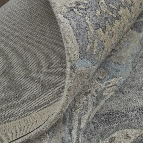 Gray Tan And Blue Abstract Hand Tufted Distressed Area Rug Photo 7