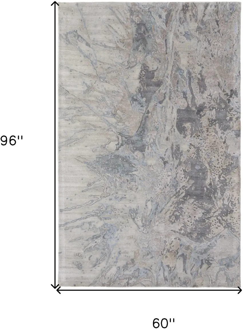 Gray Tan and Green Abstract Hand Tufted Worn Faded Area Rug Photo 3