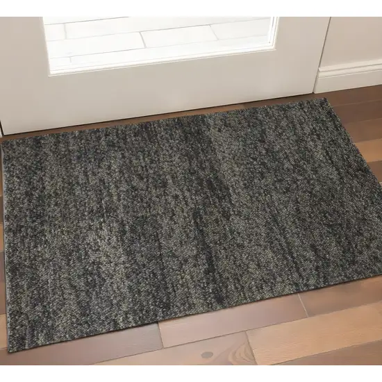 Gray And Black Wool Abstract Hand Woven Distressed Area Rug Photo 1