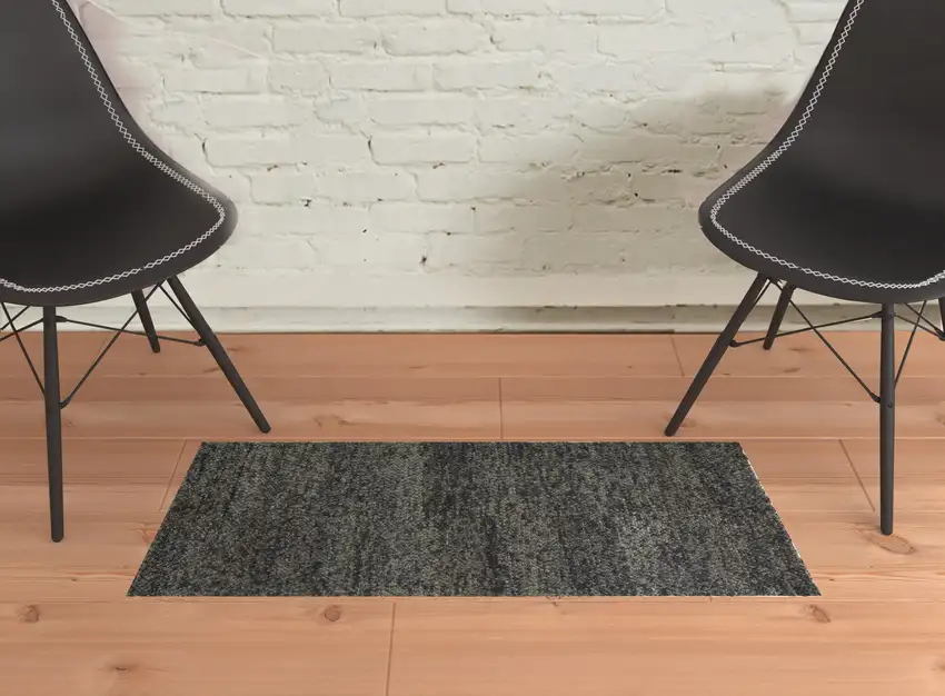 Gray Taupe And Black Wool Hand Woven Distressed Stain Resistant Area Rug Photo 2