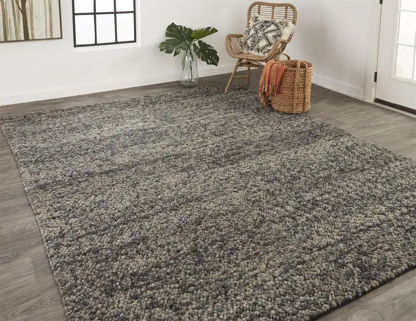 Gray Taupe And Black Wool Hand Woven Stain Resistant Area Rug Photo 4