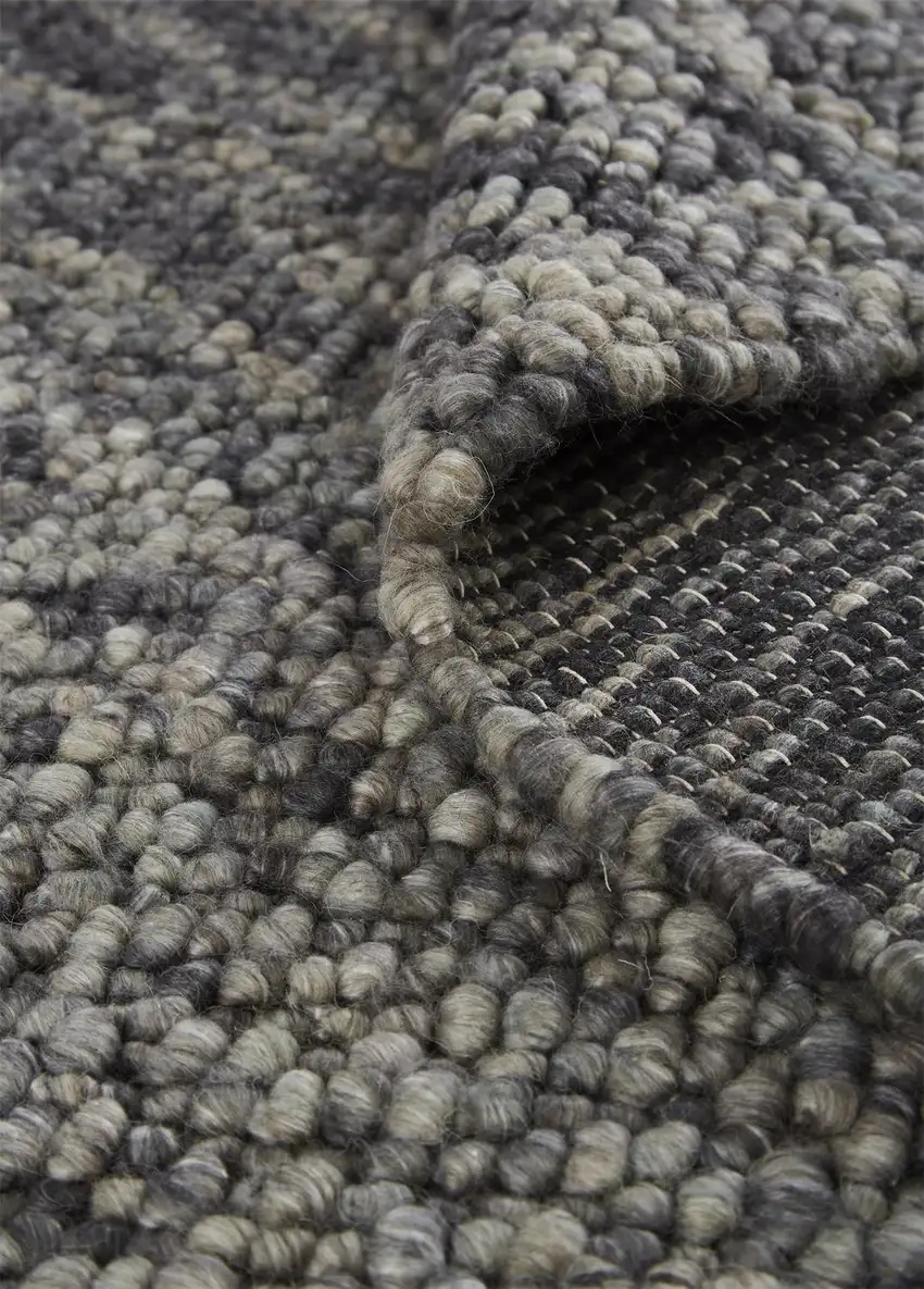 Gray Taupe And Black Wool Hand Woven Stain Resistant Area Rug Photo 9