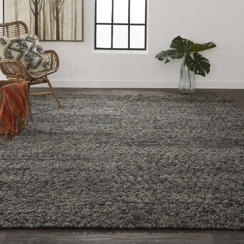 Gray Taupe And Black Wool Hand Woven Stain Resistant Area Rug Photo 3