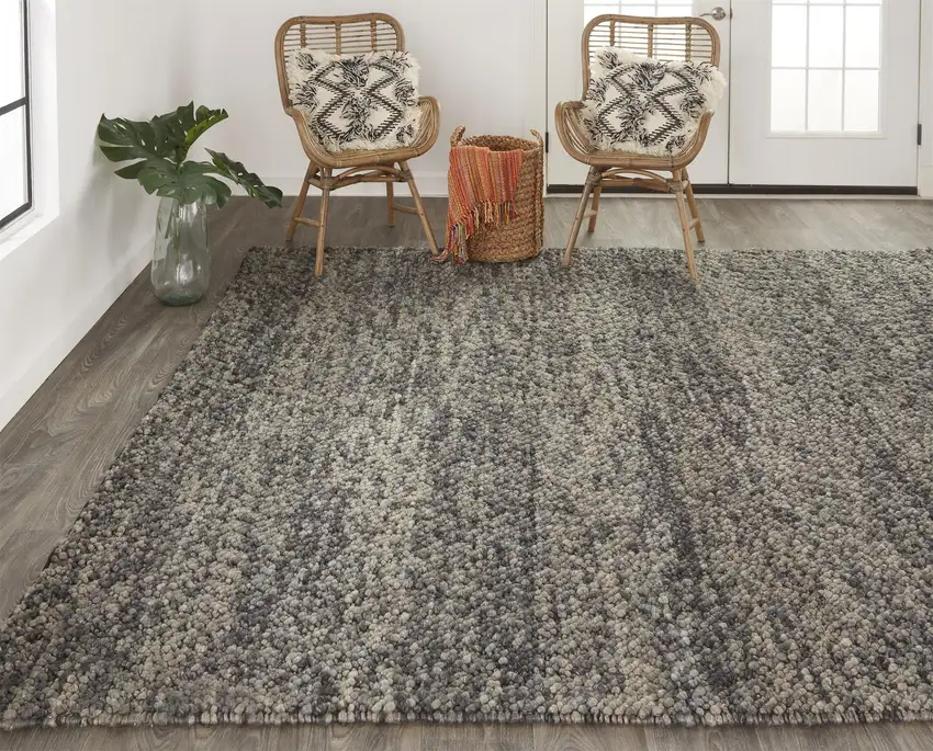 Gray Taupe And Black Wool Hand Woven Stain Resistant Area Rug Photo 5
