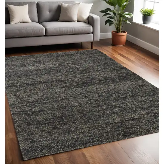 Gray And Black Wool Abstract Hand Woven Area Rug Photo 1