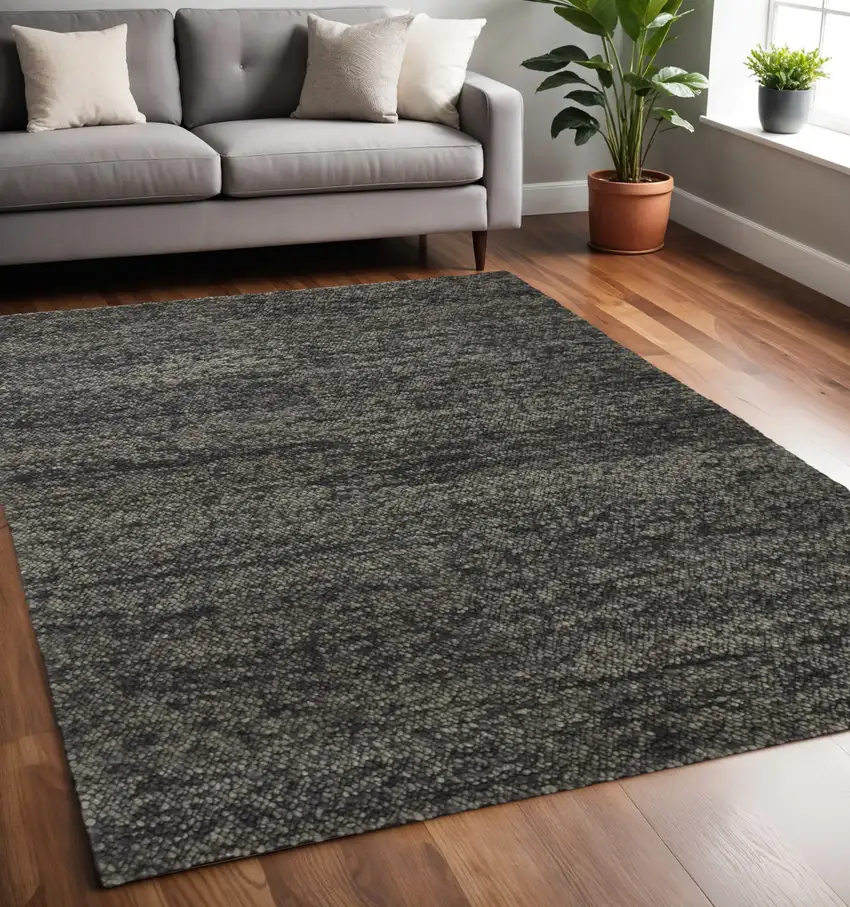 Gray And Black Wool Abstract Hand Woven Area Rug Photo 1