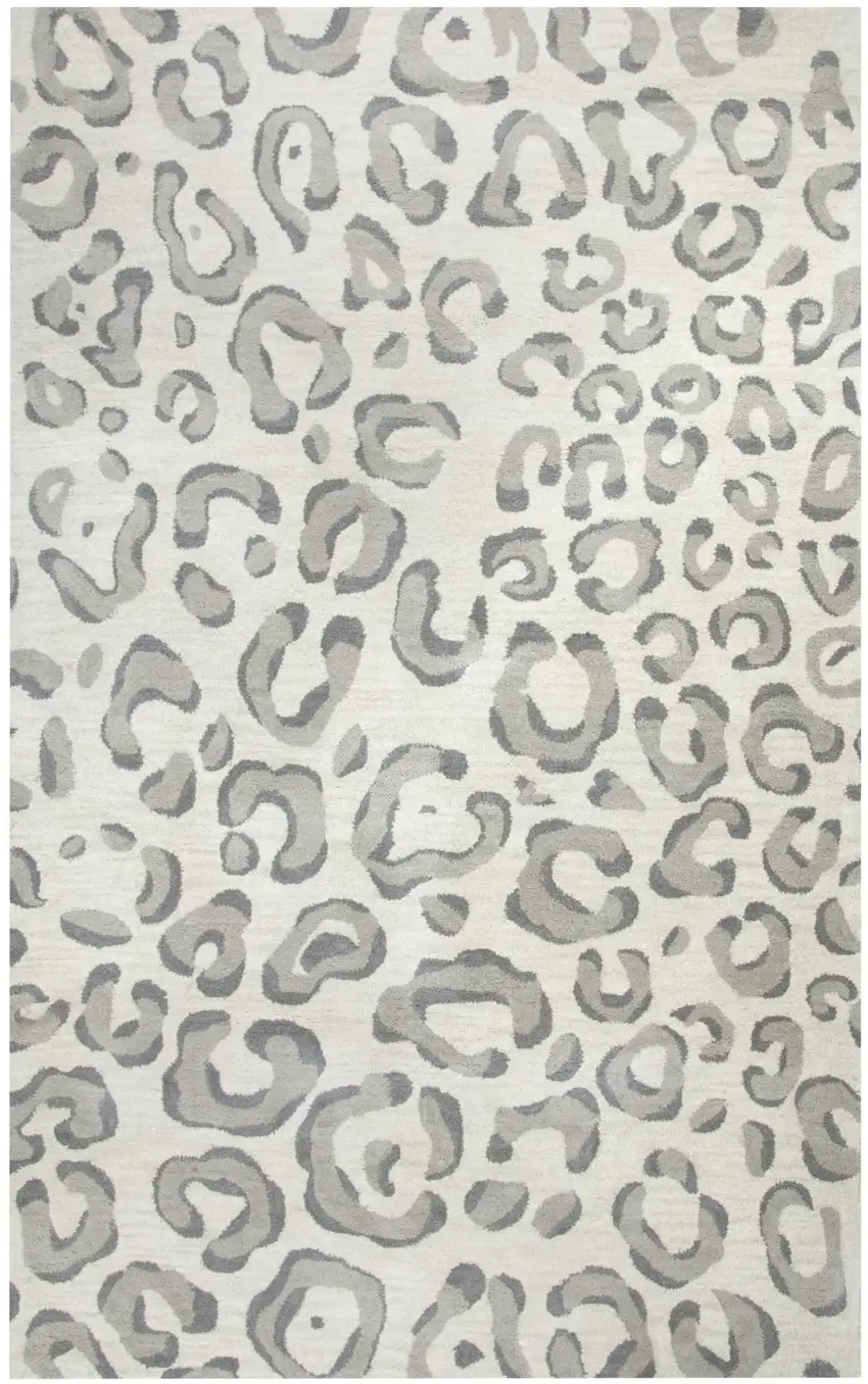 Gray Taupe And Dark Gray Wool Animal Print Hand Tufted Area Rug Photo 2