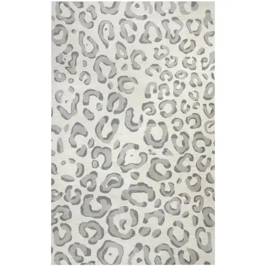 Gray Taupe And Dark Gray Wool Animal Print Hand Tufted Area Rug Photo 2