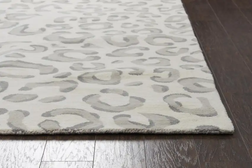 Gray Taupe And Dark Gray Wool Animal Print Hand Tufted Area Rug Photo 3