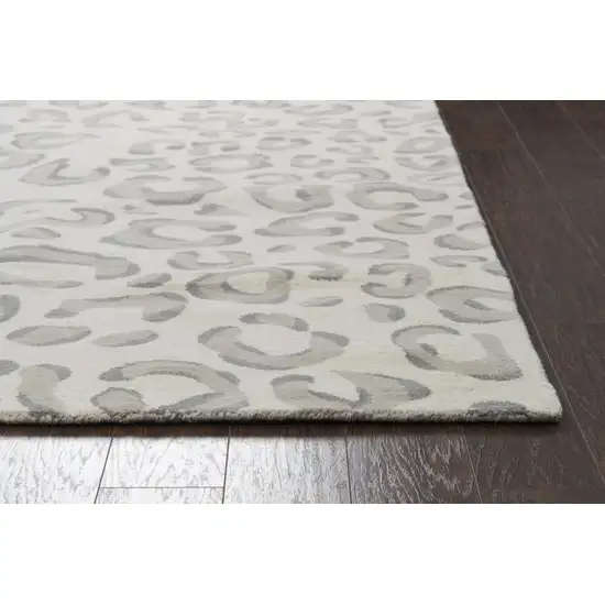 Gray Taupe And Dark Gray Wool Animal Print Hand Tufted Area Rug Photo 3