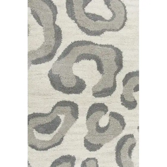 Gray Taupe And Dark Gray Wool Animal Print Hand Tufted Area Rug Photo 4