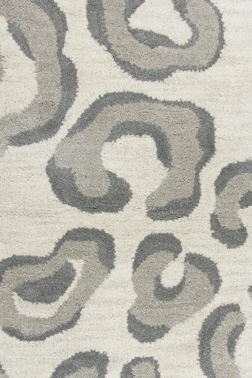 Gray Taupe And Dark Gray Wool Animal Print Hand Tufted Area Rug Photo 4