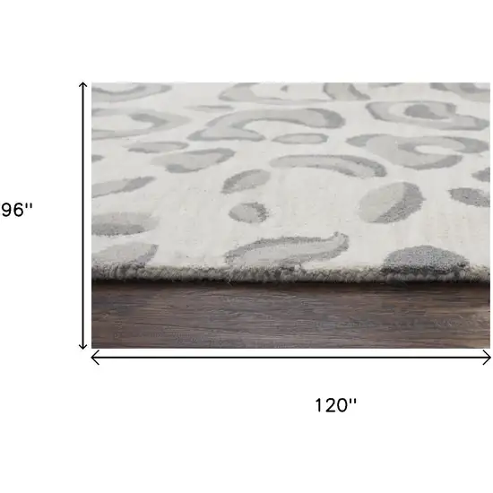 Gray Taupe And Dark Gray Wool Animal Print Hand Tufted Area Rug Photo 5