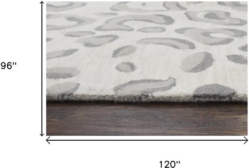 Gray Taupe And Dark Gray Wool Animal Print Hand Tufted Area Rug Photo 5