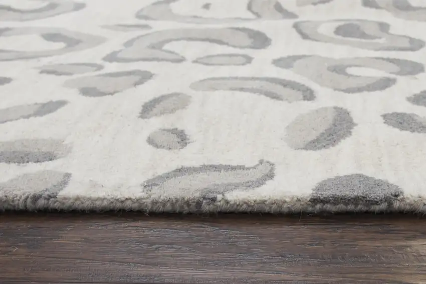 Gray Taupe And Dark Gray Wool Animal Print Hand Tufted Area Rug Photo 1