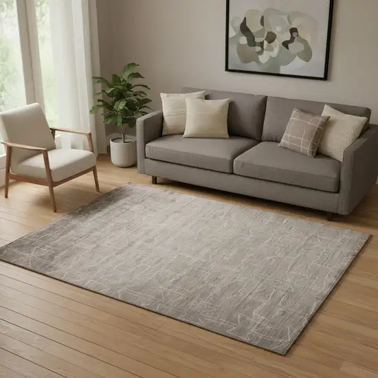 Gray Taupe And Ivory Abstract Hand Woven Area Rug Photo 1