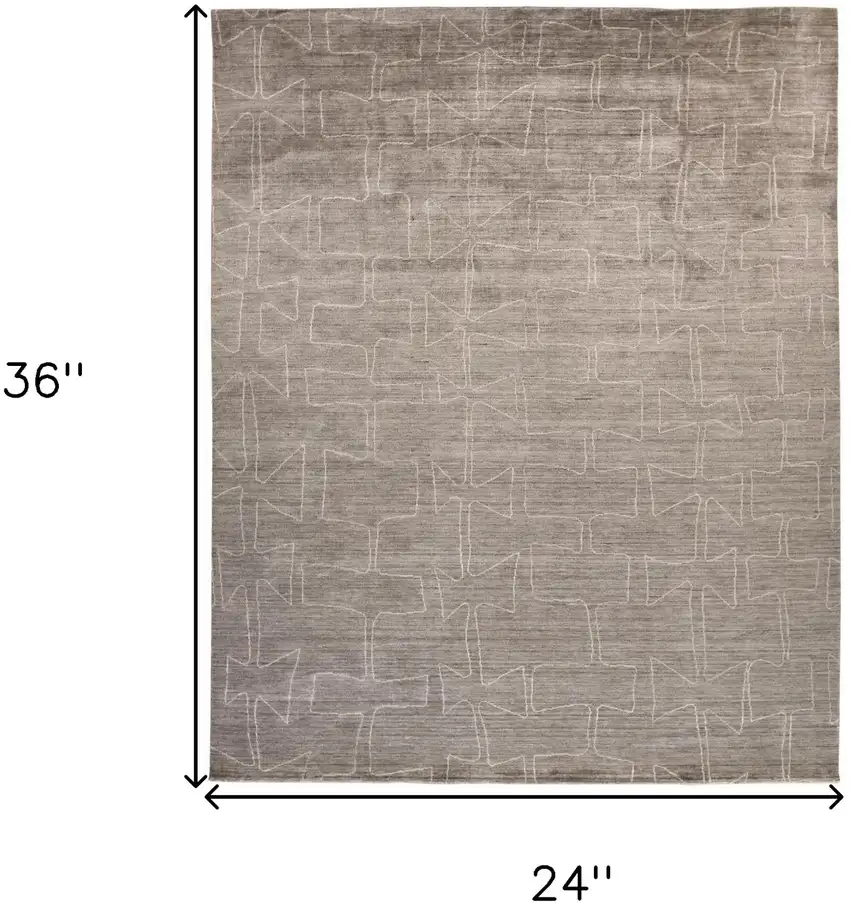 Gray Taupe And Ivory Abstract Hand Woven Area Rug Photo 8