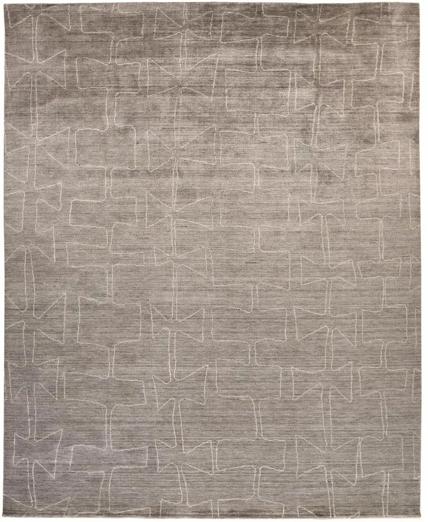 Gray Taupe And Ivory Abstract Hand Woven Area Rug Photo 1