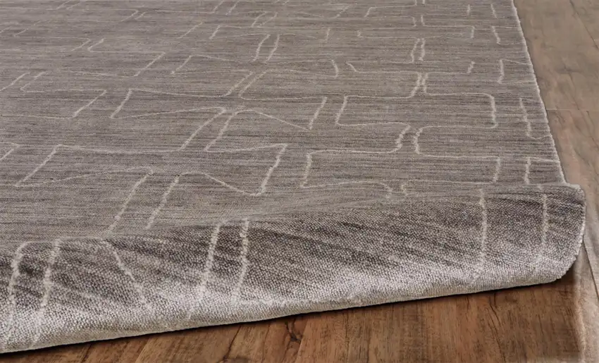 Gray Taupe And Ivory Abstract Hand Woven Area Rug Photo 6