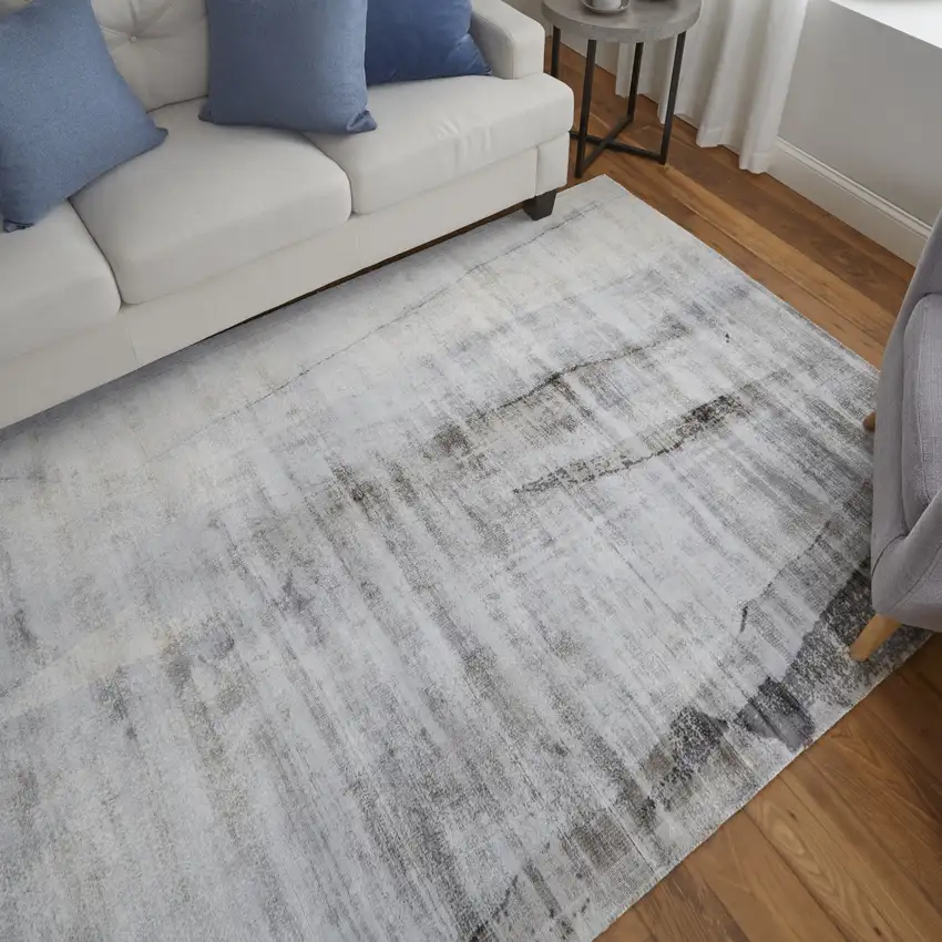 Gray Taupe And Ivory Abstract Hand Woven Area Rug Photo 7