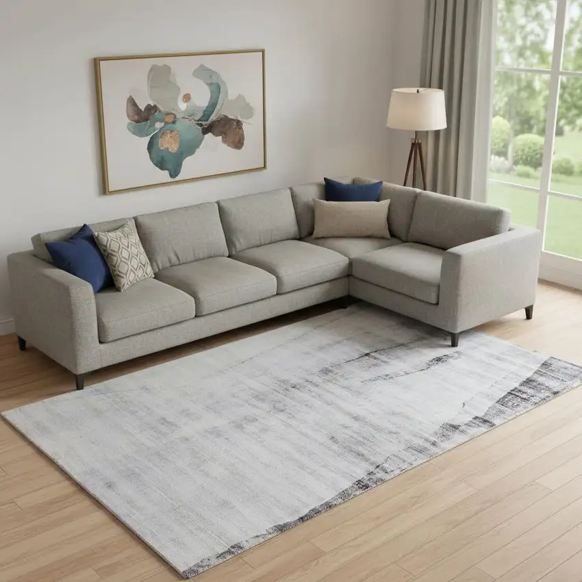 Gray Taupe And Ivory Abstract Hand Woven Area Rug Photo 1