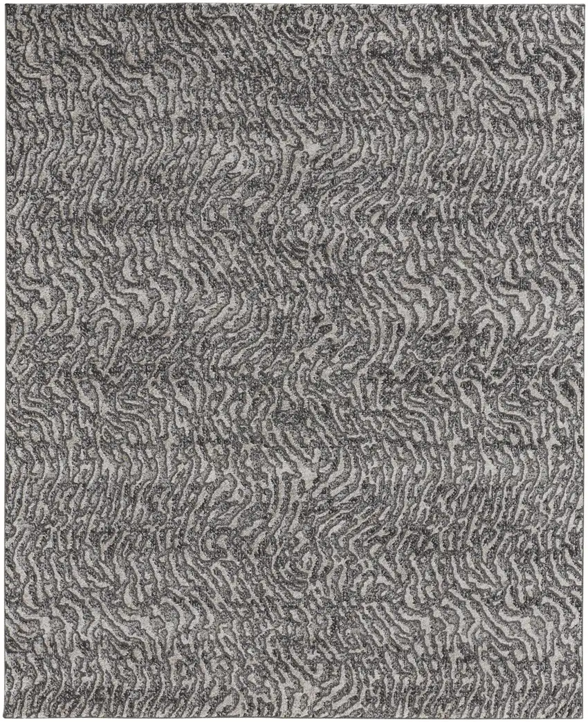 Gray Taupe And Ivory Abstract Power Loom Stain Resistant Area Rug Photo 1