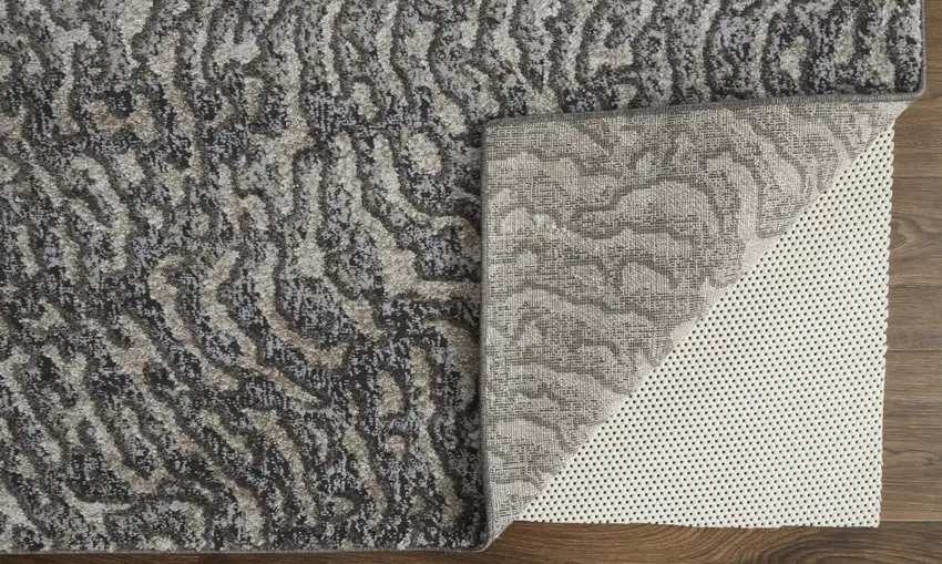 Gray Taupe And Ivory Abstract Power Loom Stain Resistant Area Rug Photo 4