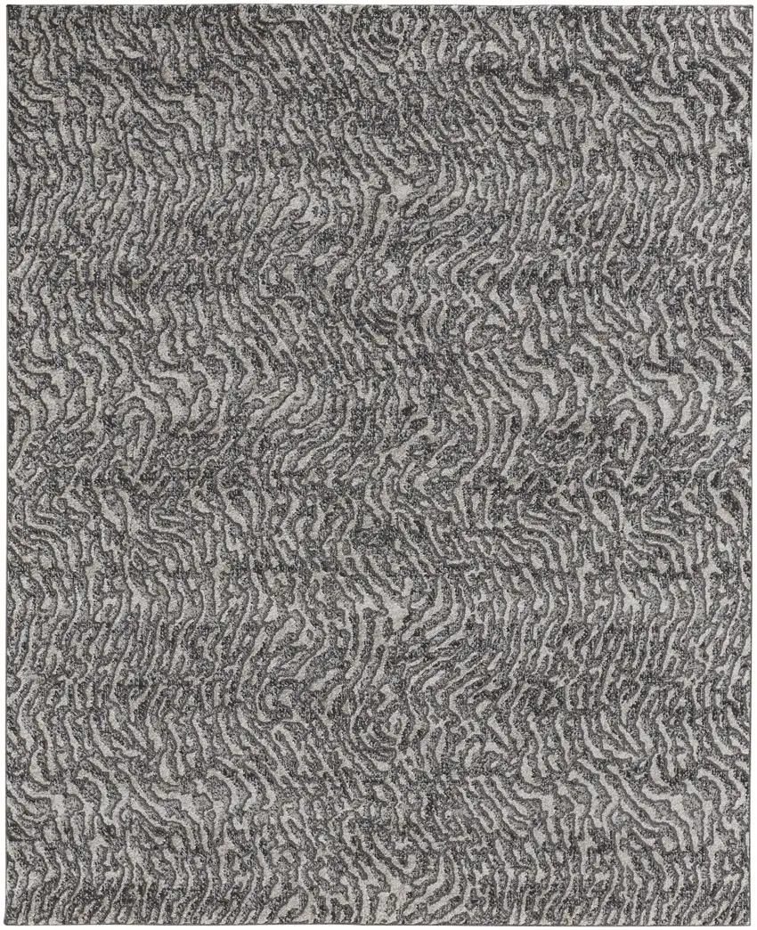 Gray Taupe And Ivory Abstract Power Loom Stain Resistant Area Rug Photo 1