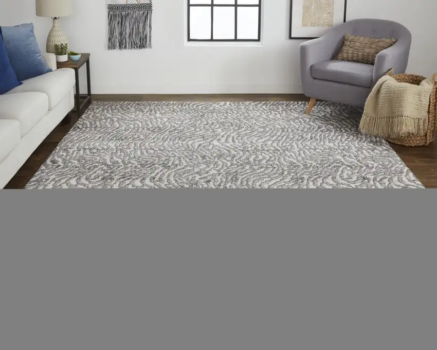 Gray Taupe And Ivory Abstract Power Loom Stain Resistant Area Rug Photo 2